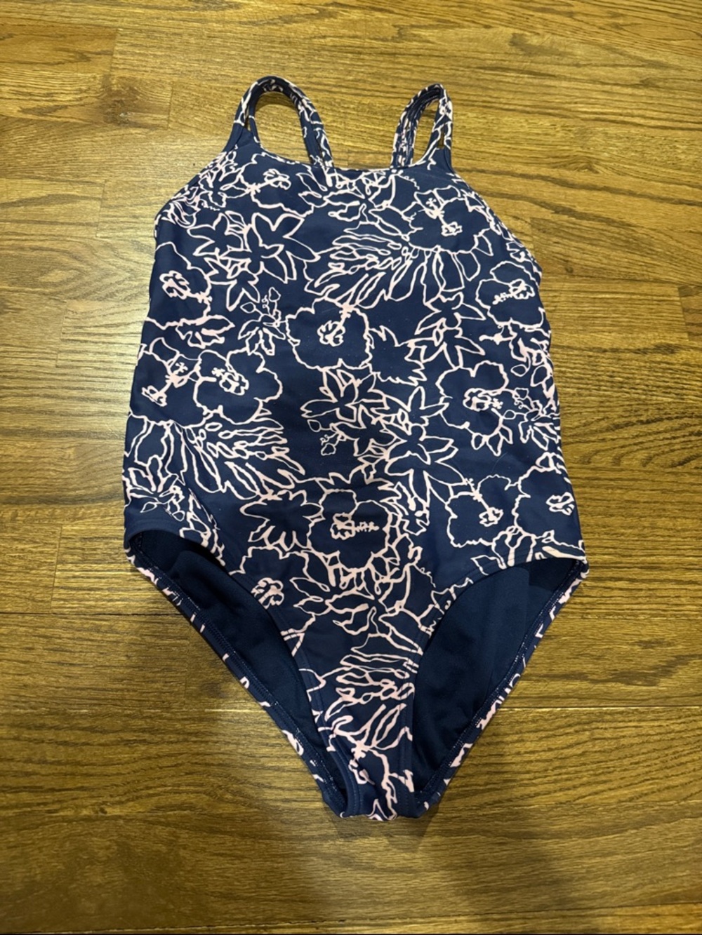 Athleta Girl Navy Floral One-Piece Swimsuit